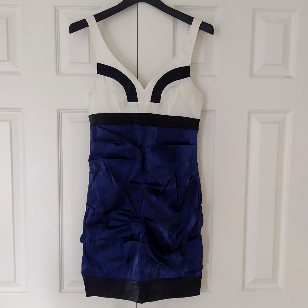 Blue Y2K Colorblock Bodycon Cocktail Prom Dress